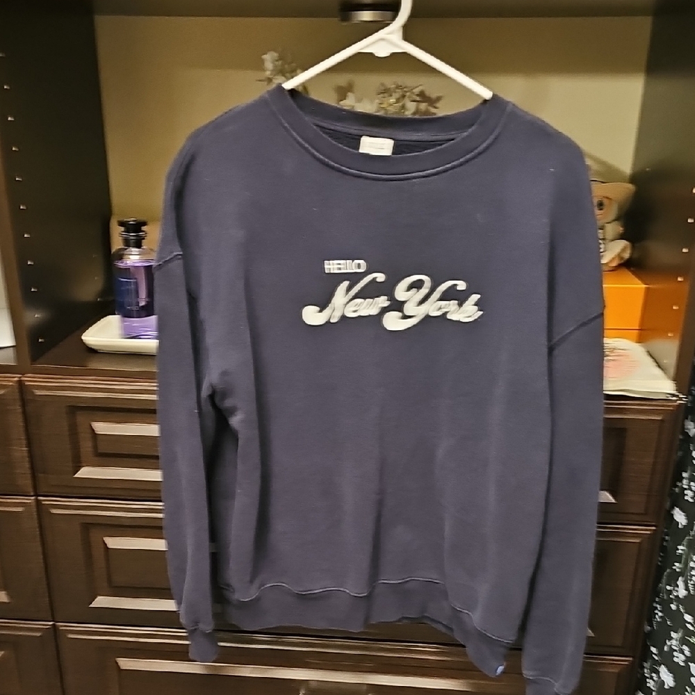 KULE Navy Crewneck Sweater with New York Print